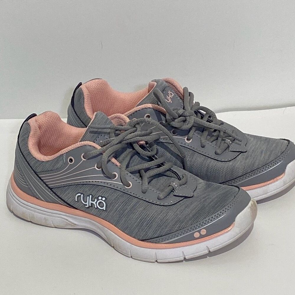 Ryka Womens Running Shoes Destiny Gray Size 6 Gym Shoes Pink Accents‎